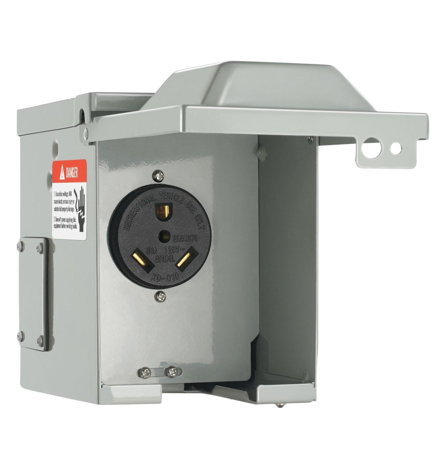 30 Amp RV Power Outlet Box, NEMA TT-30R, 125/250V Weatherproof RV Receptacle, Lockable Outdoor Electrical Panel for Camper Trailer, Motorhome, Tested to Standards