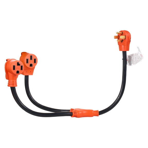 30 Amp Y Splitter Adapter for 240 Volt Dryer to EV Charger, NEMA 14-30P to 14-30R/14-50R, Heavy Duty 10 AWG Wire with Grip Handle