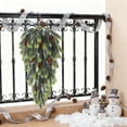 thumbnail image 1 of 30" Artificial Christmas Teardrop Swag with Pinecones Pine Branch Teardrop Door Swag Real Touch Norfolk Wreath Greenery Staircase Swags for Xmas Door Mantle Fireplace Decor - C, 1 of 6