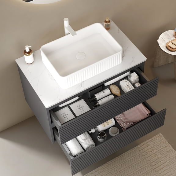 30" Artificial Marble Counter Top In White, 0.59" Thickness, Robust And Versatile, To Scratches, Water, Fire , Easily Cleaned, Stylish For Various Design Patterns Firm Functional, Fire, Decoration