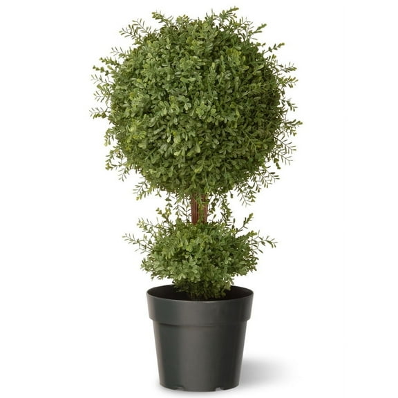 30 in. Mini Tea Leaf Single Ball Topiary, Realistic Fake Tree Potted Plant