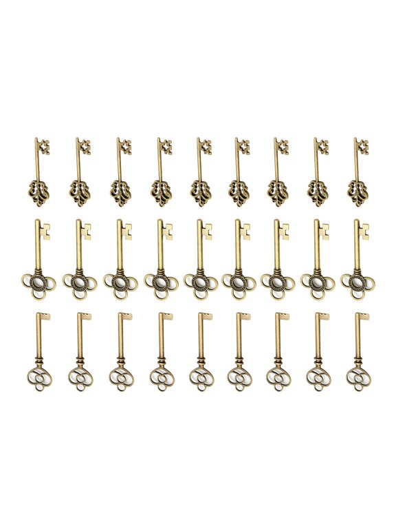30 Assorted Antique Craft Skeleton Keys Vintage Old Look Keys Lot Charm Pendant DIY Jewelry Making