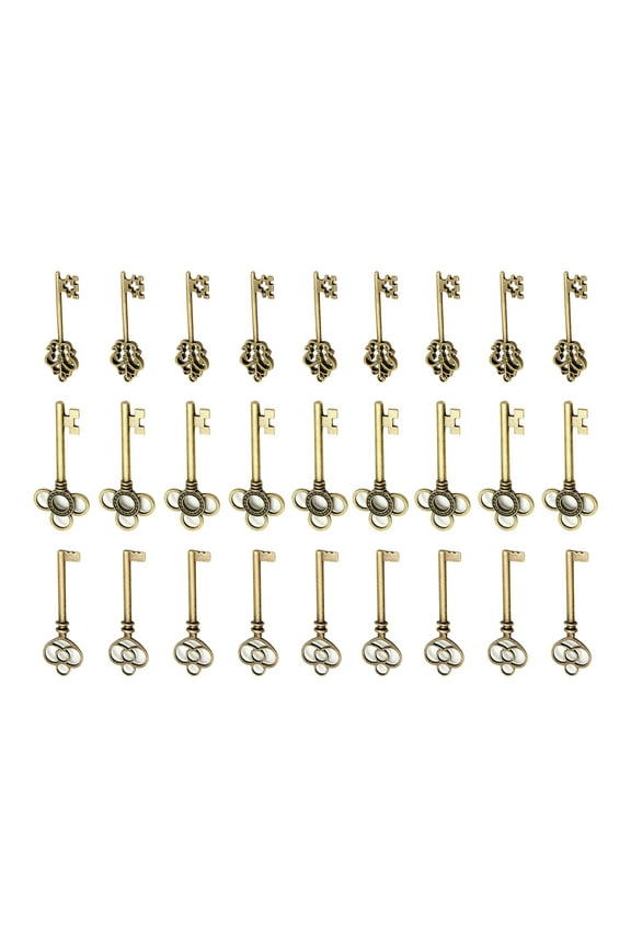 30 Assorted Antique Craft Skeleton Keys Vintage Old Look Keys Lot Charm Pendant DIY Jewelry Making