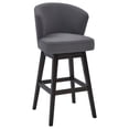 thumbnail image 1 of 30" Bar Stool With Gray Seat And Wood Frame, Swivel Enabled Fabric Upholstered Reassuring Footrest, 1 of 5