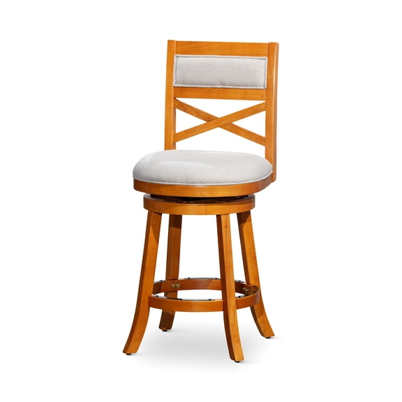 30" Bar X-Back Swivel Stool | Swivel Function for Bar Use | High-Quality Foam and Bonded Leather | Metal Foot Plates Protect Stool