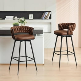 MiaHltTia 26inch Bar Stools Set of 2 Counter Height Bar Stools 180 Swivel Suede Fabric Stool Chairs with Woven Back and Footrest for Kitchen Island Cafe Pub Bar Counter Walmart