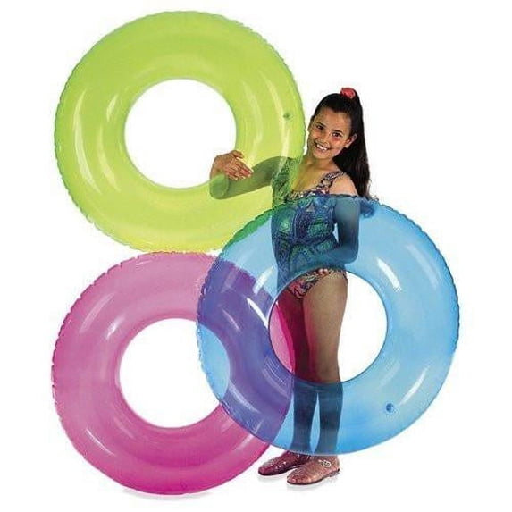 30" Basic Transparent Inflatable Swim Tube~Pink