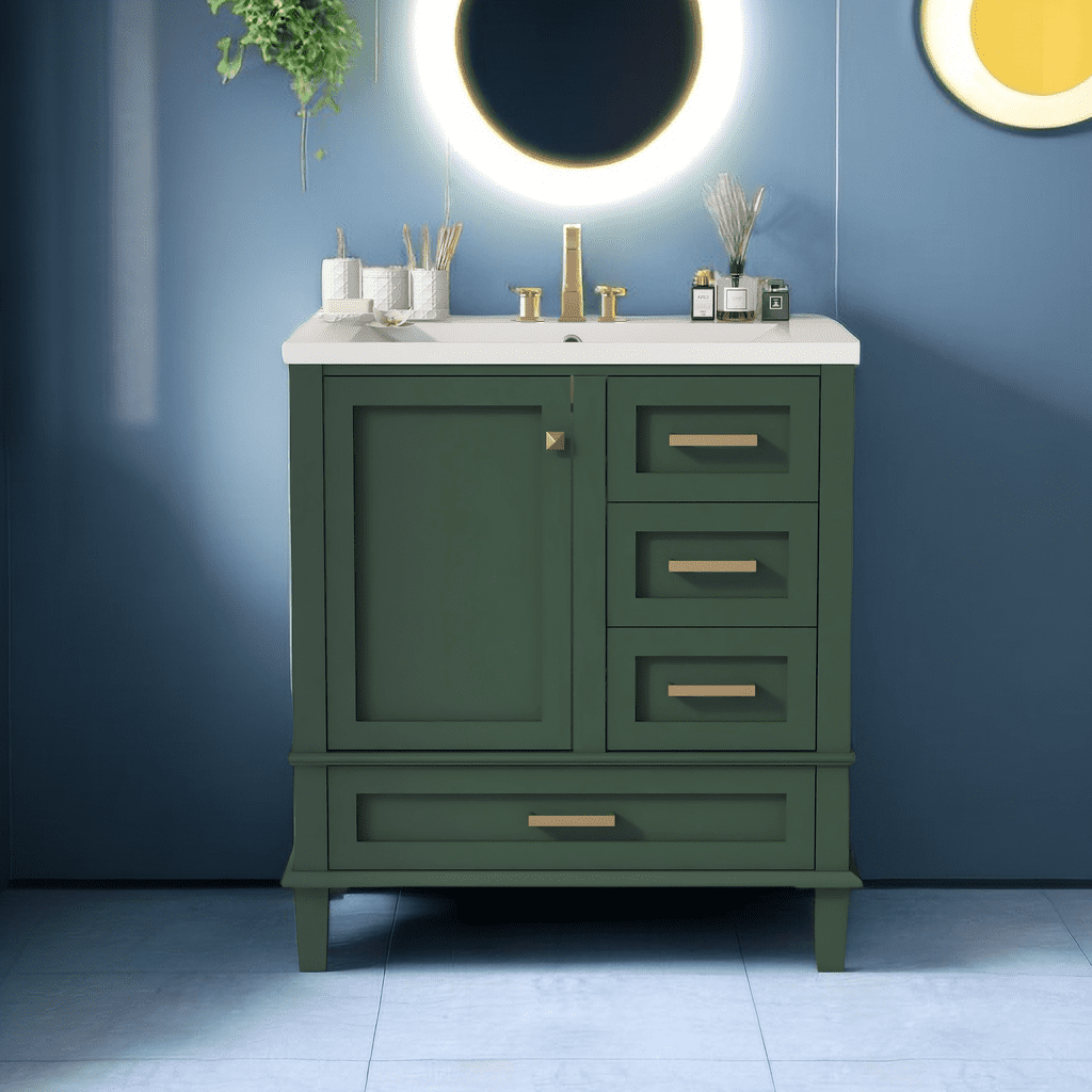 30" Bathroom Storage Vanity, Modern Freestanding Bathroom Storage Cabinet with Sink Combo Set, A ...