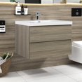 thumbnail image 1 of 30" Bathroom Vanities with Sink Combo, Wall Mounted Floating Cabinet W/Resin Top Basin, Soft-Close System, Ash Grey, 1 of 6