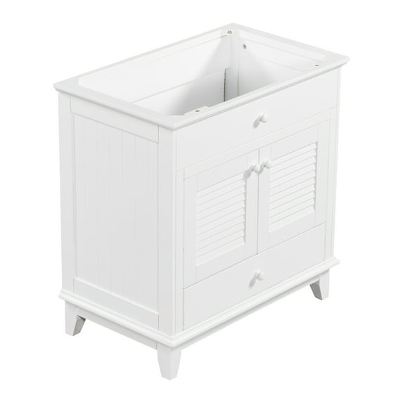 30" Bathroom Vanity Base without Sink, Bathroom Cabinet with Two Doors and One Drawer, White 09AAK