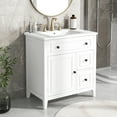 thumbnail image 1 of 30" Bathroom Vanity Cabinet with Sink Top,1 Door,2 Drawers Vanity Cabinet,Solid Wood Frame for Small And Medium Restroom Freestanding Vanity Cabinet, 1 of 9