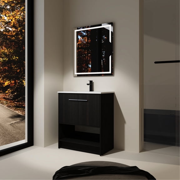 30" Bathroom Vanity with Ceramic Basin | Single - Handle Faucet Ready, Daily Use | Plywood Material, Easy to Clean | Addresses Color and Assembly Issues