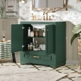 thumbnail image 1 of 30" Bathroom Vanity with Ceramic Sink, Freestanding Modern Cabinet, 2 Soft-Closing Doors & Storage Shelf, Solid Wood Frame, Compact for Small Spaces, Green, 1 of 7