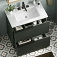 thumbnail image 1 of 30" Bathroom Vanity with Ceramic Sink, Modern Fluted Design, Full-Extension Soft Close Drawers, MDF Cabinet, Green Finish, Undermount Drawer Slides, Storage for Bathroom Remodel, 1 of 8