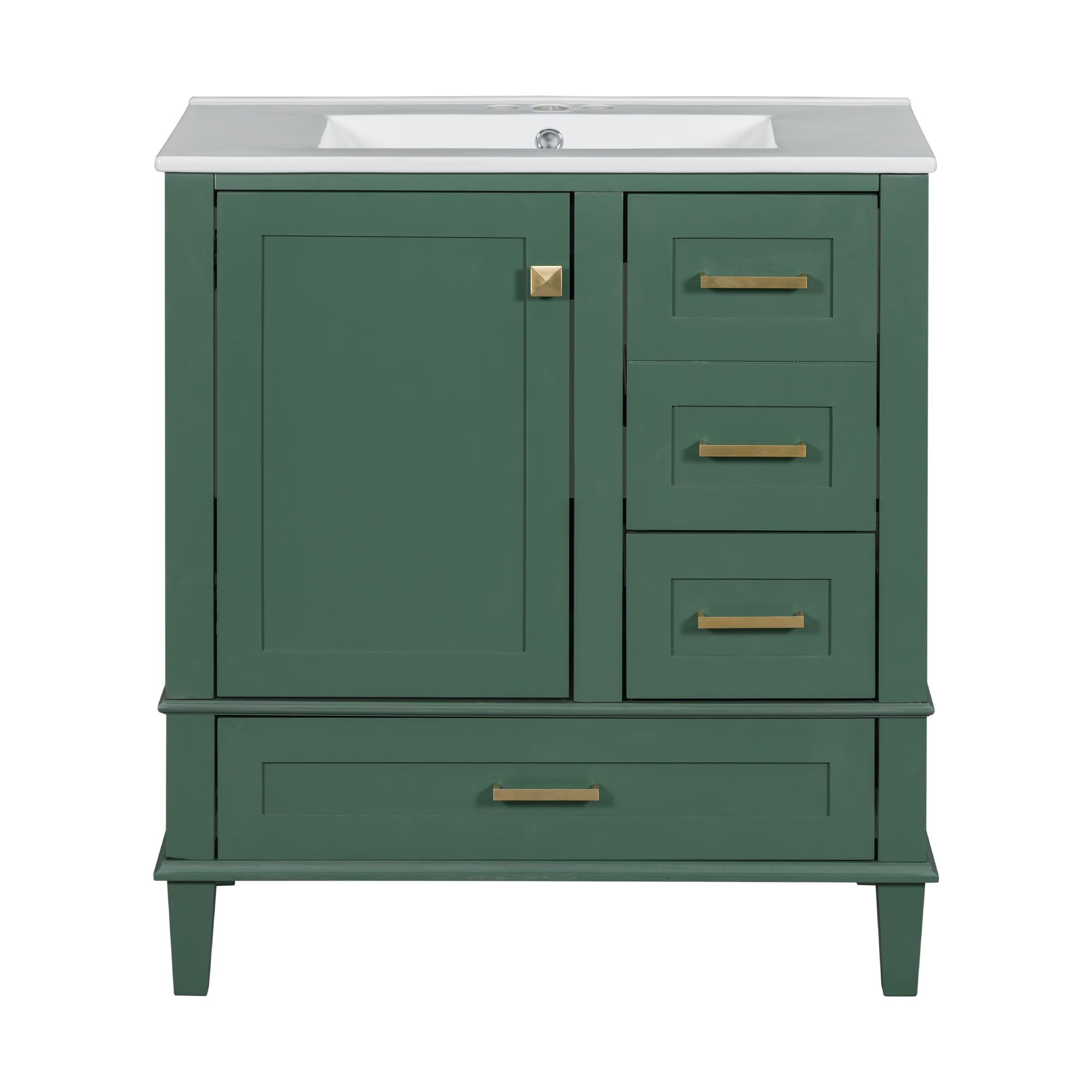 30" Bathroom Vanity in Green, Modern Bathroom Cabinet with Sink Combo Set, Bathroom Storage ...