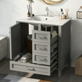 thumbnail image 1 of 30" Bathroom Vanity , Modern Bathroom Cabinet with Sink Combo Set, Bathroom Storage Cabinet with a Soft Closing Door, 3 Drawers and Solid Wood Frame, Grey, 1 of 9