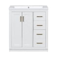 thumbnail image 1 of Hypeshops 30-Inch Bathroom Vanity with Resin Sink Combo, Solid Wood Frame, 3 Drawers, Soft Closing Doors, 1 of 7