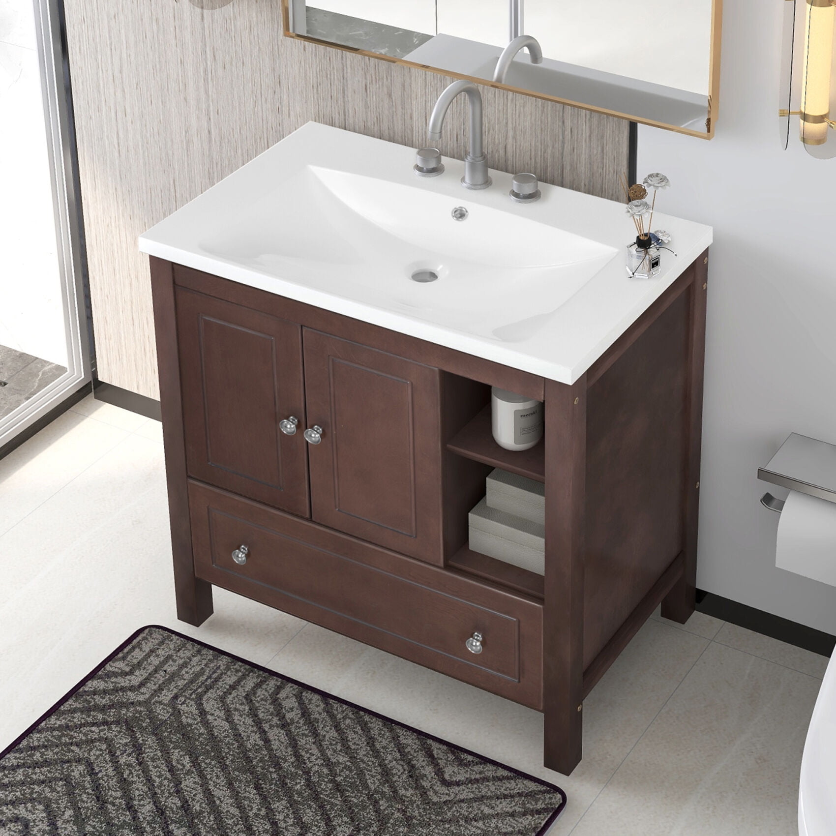 30" Bathroom Vanity with Sink, Bathroom Vanity with Soft Close