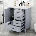 thumbnail image 1 of 30" Bathroom Vanity with Sink, Modern Bathroom Cabinet Storage Cabinet with a Door and 3 Drawers, Freestanding Bathroom Vanities with Solid Wood Legs and Adiustable Foot Pads, Grey, 1 of 7