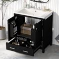 thumbnail image 1 of 30" Bathroom Vanity with Sink, Modern Under Sink Cabinet with 2 Doors and 1 Drawer, Floor Storage Cabinet for Bathroom with Removable Divider and Double Shelf, Black, 1 of 9