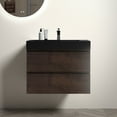 thumbnail image 1 of 30" Bathroom Vanity with Sink, One-Piece White Sink Basin, Large Storage Wall Mounted Floating Bathroom Vanity for Modern Bathroom, Walnut(without Drain and Faucet), 1 of 6