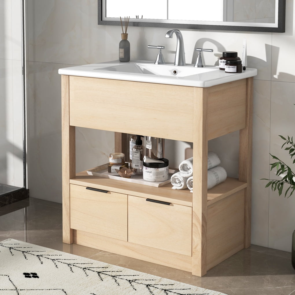 30" Bathroom Vanity with Sink Top, Modern Bathroom Storage Cabinet with ...