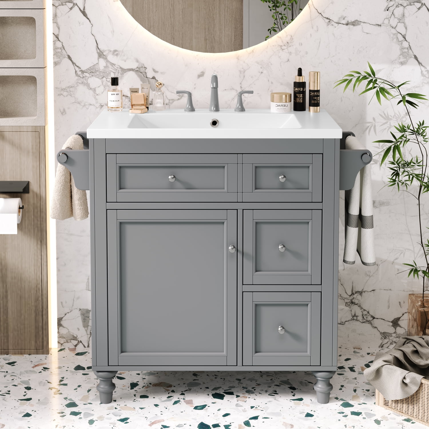 30‘‘ Bathroom Vanity with Top Sink Modern Bathroom Storage Cabinet with ...