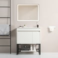 thumbnail image 1 of 30" Bathroom Vanity With Sink,Bathroom Vanity Cabinet With One Soft Close Cabinet Doors & Soft-Close Drawers,Bathroom Storage Cabinet With A Lower Open Shelf,With Metal Legs,White Ceramic Sink,White, 1 of 9
