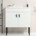 thumbnail image 1 of 30" Bathroom Vanity With White Ceramic Basin - Solid Wood, Metal Leg, 2 Soft Close Doors, Water Use Design Look & Leg Compact Water-, Modern Style, 1 of 7