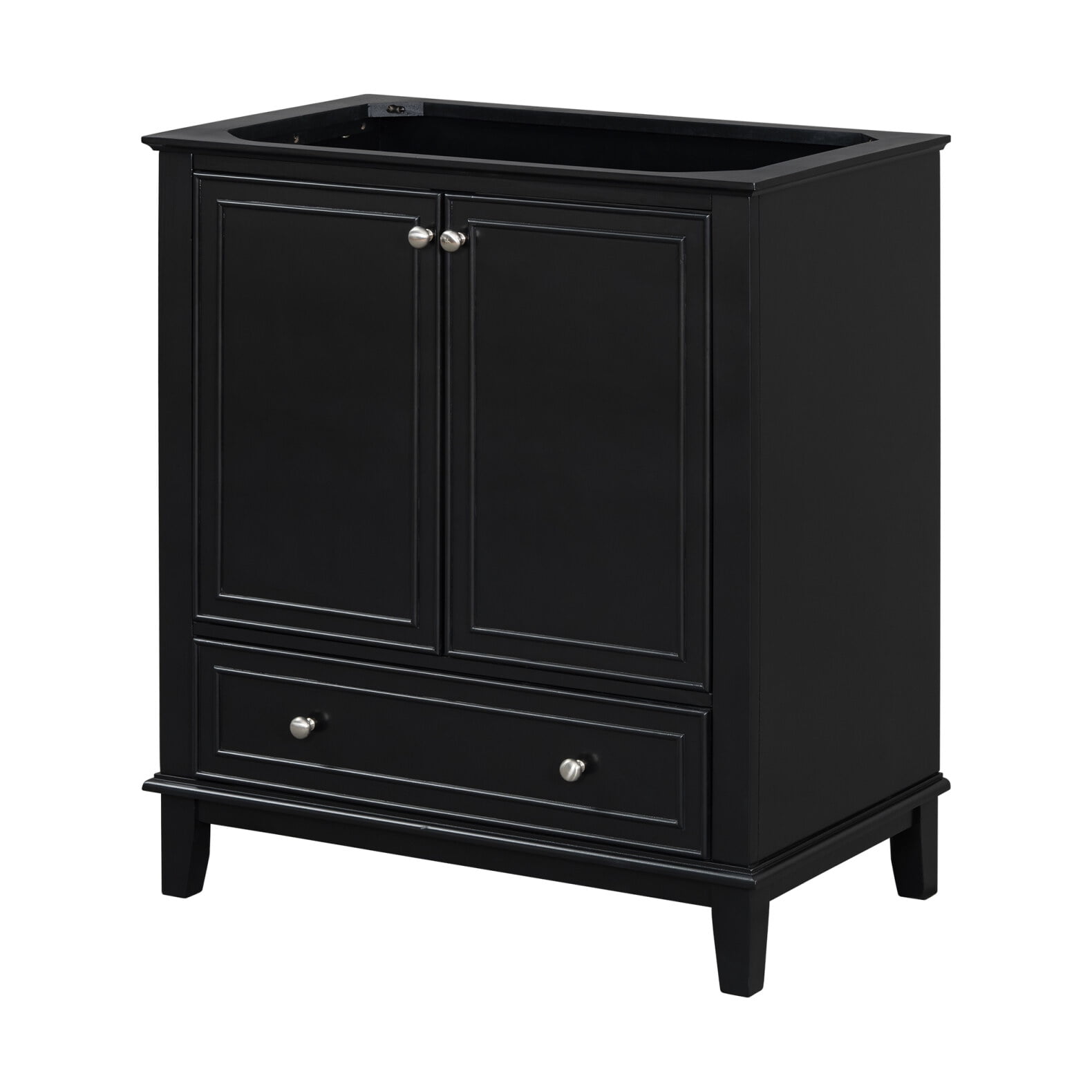 30" Bathroom Vanity Without Sink, Free Standing Wooden Bathroom Cabinet with Doors and Drawer, Multi-functional Under Sink  Storage Cabinet, Black