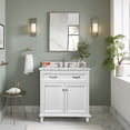 thumbnail image 1 of Dreamwerks 30"W x 22.4"D x 35"H White Bathroom Vanity in Solid Wood with Carrara Marble Top, 1 of 7