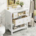 thumbnail image 1 of 30'' Bathroom Vanity with Ceramic Sink Combo, Free Standing Single Vanity Set with 5 Drawers, Solid Wood Frame Bathroom Storage Cabinet, White, 1 of 6