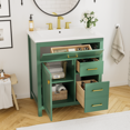 thumbnail image 1 of 30" Bathroom Vanity with Ceramic Sink, Wood Frame Bathroom Storage Cabinet with 1 Door, 4 Drawers, Freestanding Vanity Cabinet Set for Bathroom, 1 of 9