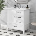 thumbnail image 1 of 30" Bathroom Vanity with Sink, Bathroom Cabinet with A Door, Three Drawers, Solid Wood Legs & MDF Board, Adiustable Foot Pads, White ，Black, 1 of 9