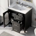 thumbnail image 1 of 30" Bathroom Vanity with Sink, Bathroom Vanity Cabinet with Two Drawers and Door, Adjustable Shelf, Solid Wood and MDF, Black, 1 of 28