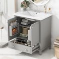 thumbnail image 1 of 30" Bathroom Vanity with Sink Combo, Solid Wood Bathroom Storage Cabinet with 1 Drawer and 2 Soft Closing Door Shelves, Grey, 1 of 7