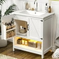 thumbnail image 1 of 30" Bathroom Vanity with Sink, Modern Bathroom Cabinet with LED Light, Bathroom Vanity Set, Double Soft Closing Cabinet Door with Organizer, White, 1 of 13
