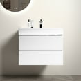 thumbnail image 1 of 30" Bathroom Vanity with Wall-Mounted Design and Large Storage, Modern Minimalist Floating Vanity with 1-Piece Sink Basin, for Bathrooms, White, 1 of 9