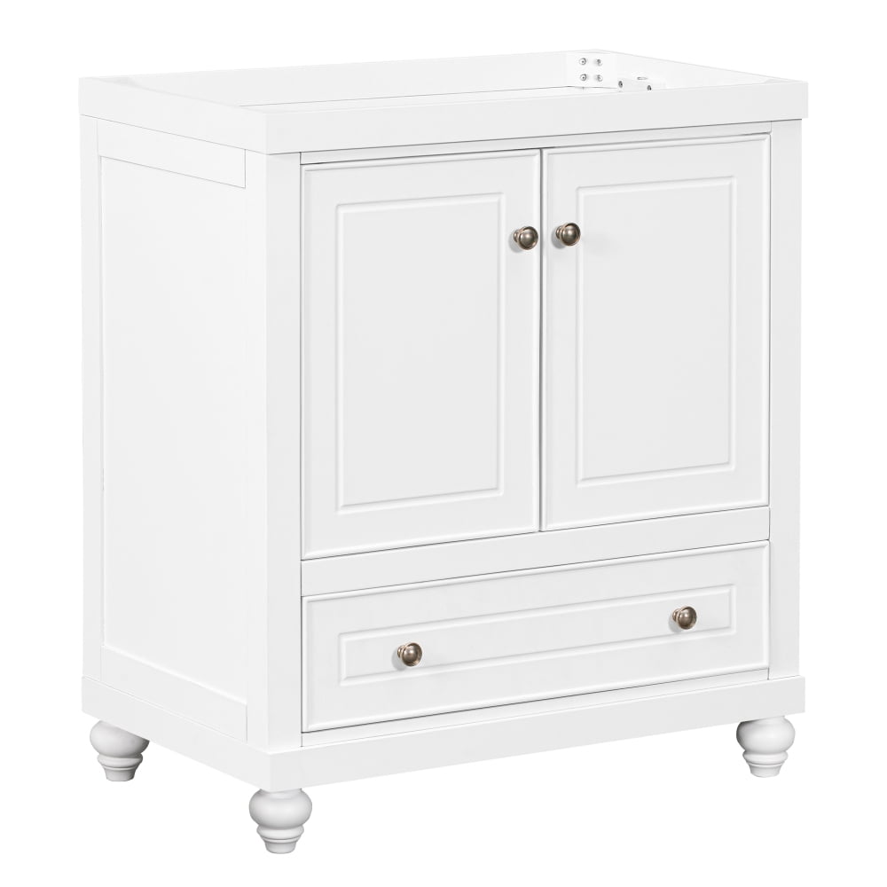 White 30" Freestanding Bathroom Vanity with Drawer and Doors