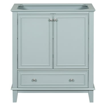 30" Bathroom Vanity without Sink, Base Only, Multi-functional Bathroom Cabinet with Doors and Drawer, Solid Frame and MDF Board, Green