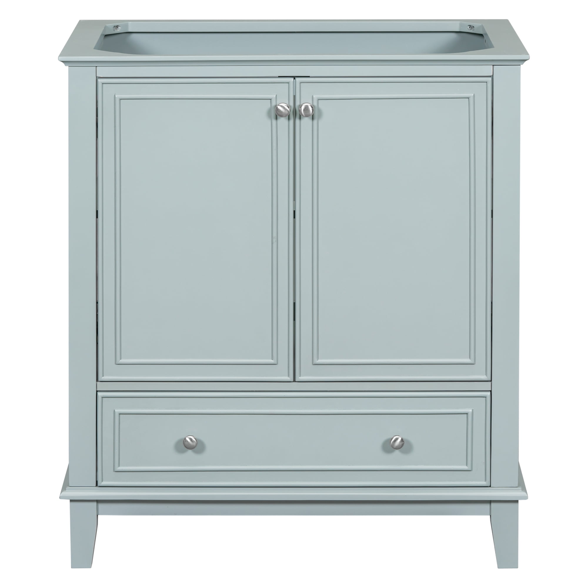 30" Bathroom Vanity without Sink, Base Only, Multi-functional Bathroom Cabinet with Doors and Drawer, Solid Frame and MDF Board, Green