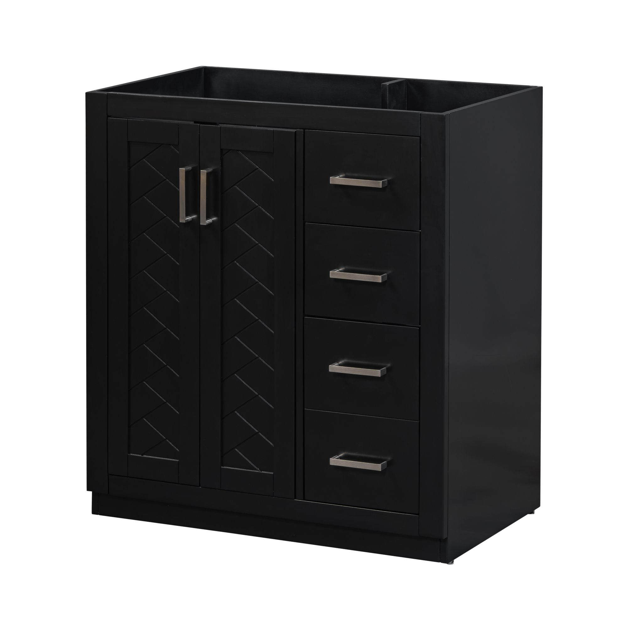 30" Bathroom Vanity without Sink, Solid Wood Frame Bathroom Storage Cabinet Only, Freestanding ...