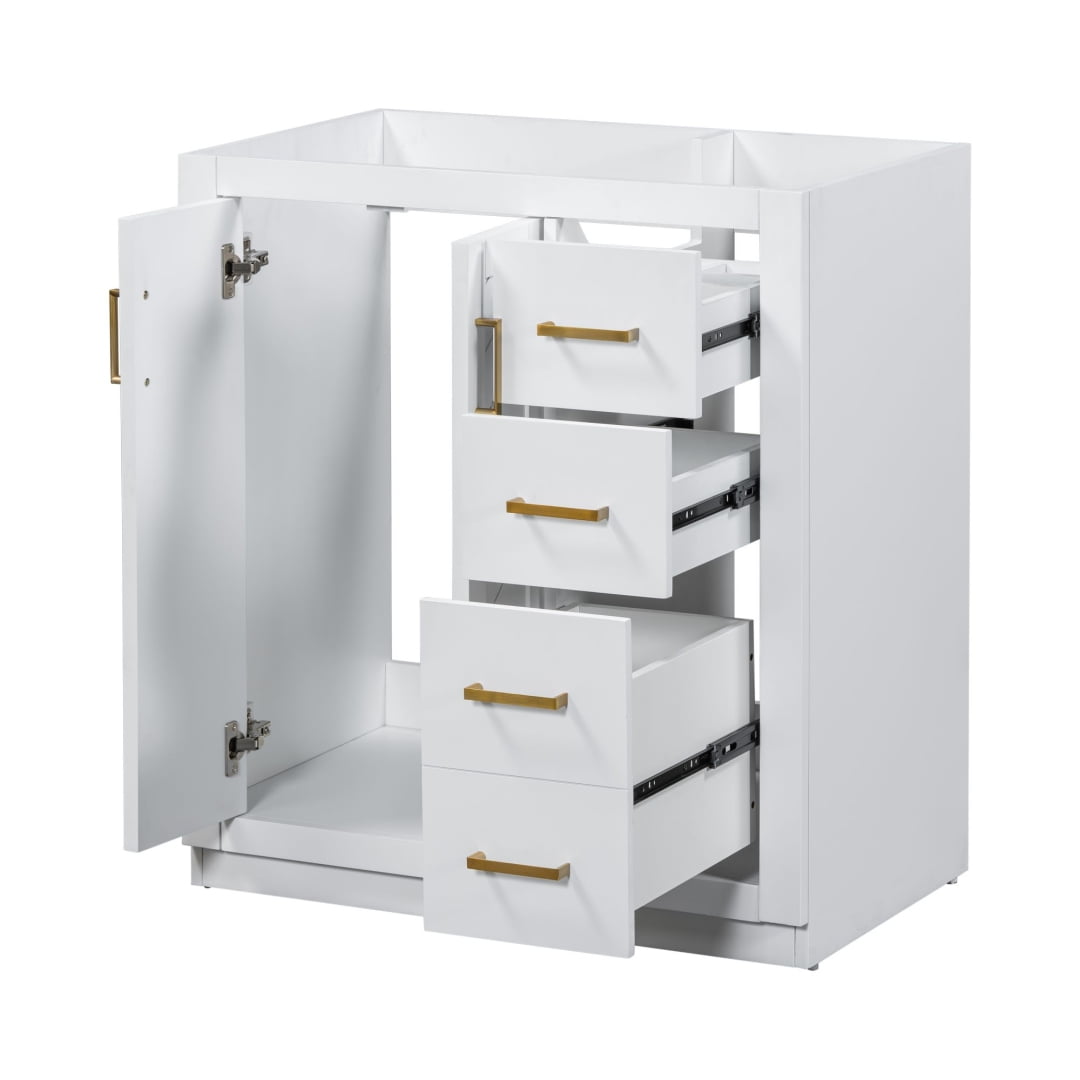 30'' Bathroom Vanity without Sink,Solid Wood Frame Bathroom Storage Cabinet Only, Freestanding ...