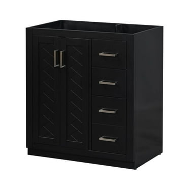 30'' Bathroom Vanity without Sink,Solid Wood Frame Bathroom Storage Cabinet Only, Freestanding Vanity Set with 3 Drawers& Soft Closing Doors