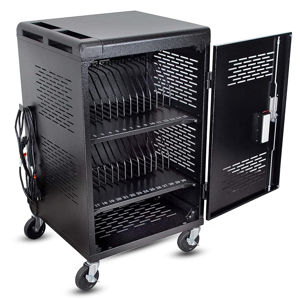 30 Bay Charging Cart For Tablets, Laptop, And Chromebook, Classroom