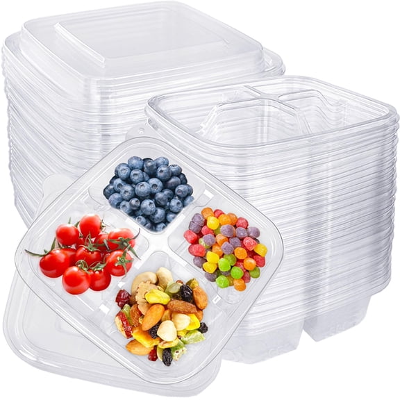 30 Bento Snack Containers 4 Compartment Meal Prep Lunch With Lids Food Storage For School Work Travel
