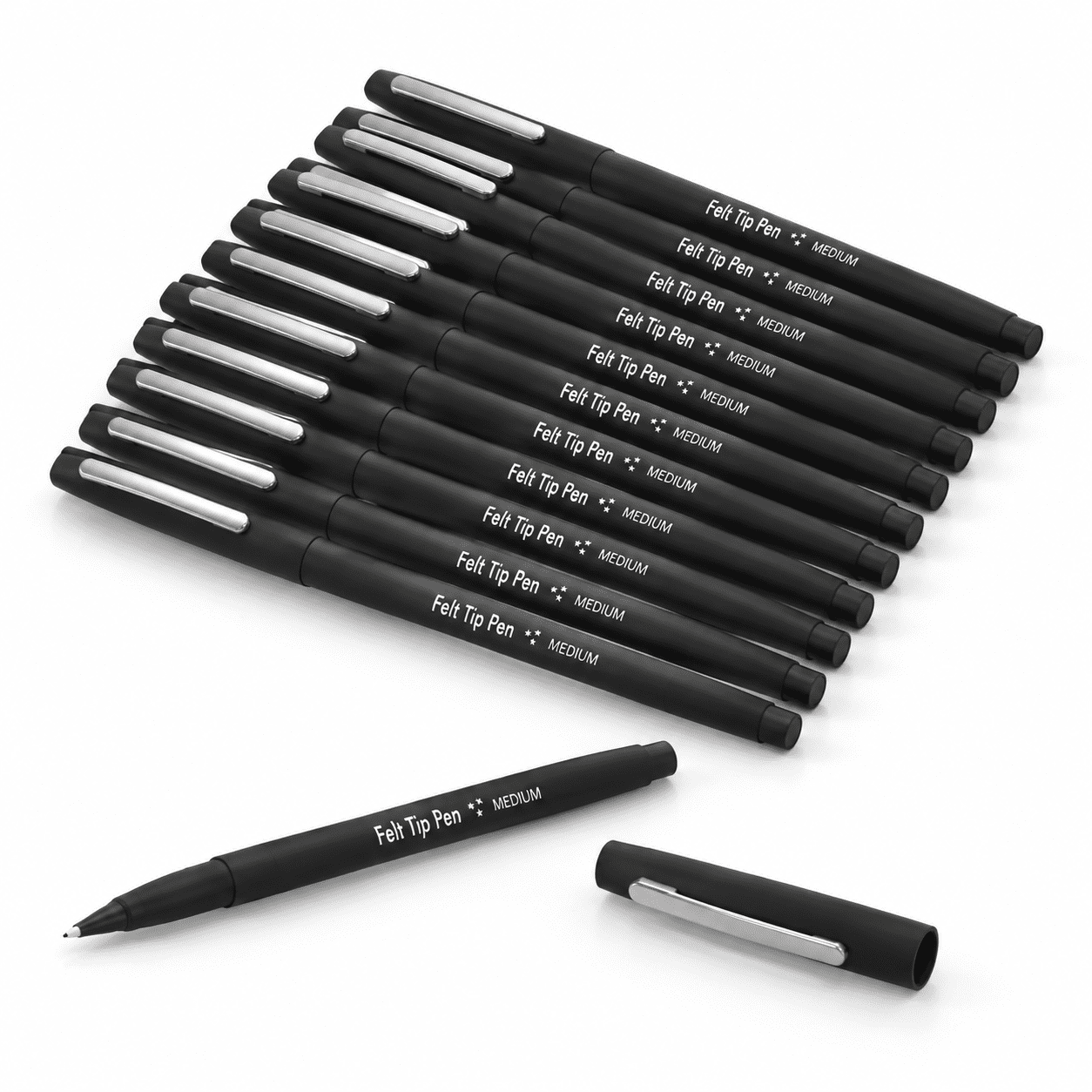 30 Black 0.7mm Medium Point Felt Tip Markers for Journaling Writing ...