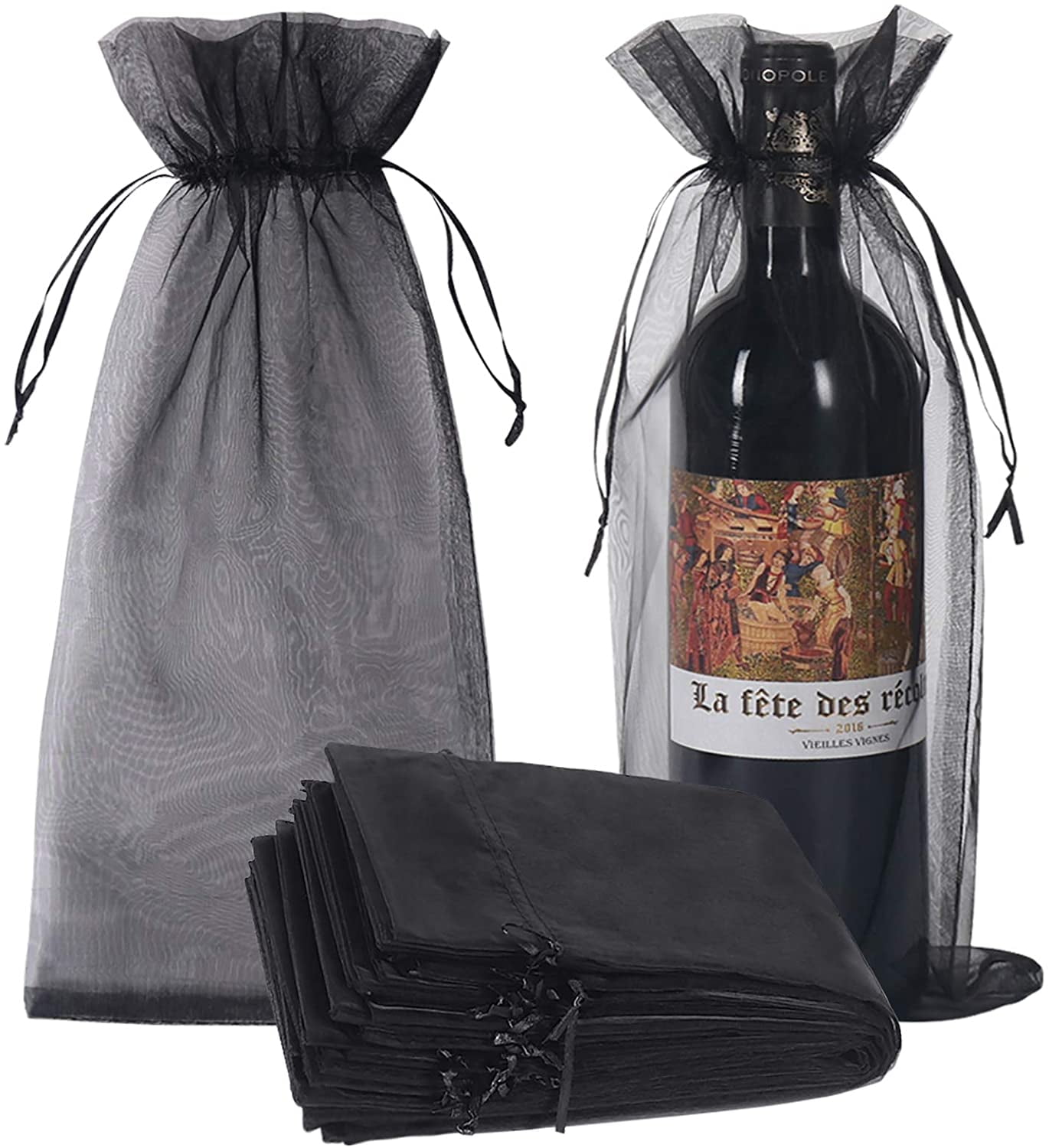 Organza wine bottle bags hotsell