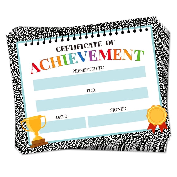 30 Black Textured Border Certificate of Achievement Completion Award Recognition Paper 9.8"x7.8" Blank Preschool Kindergarten Graduation Diploma Certificates Student Sport Activities Award