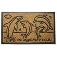 thumbnail image 1 of Imports Decor Inc 30" Black and Brown Rectangular Dolphin Family Basic Coir Door Mat, 1 of 2